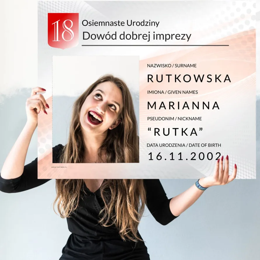 Foto ramka na 18 urodziny DOWÓD DOBREJ IMPREZY