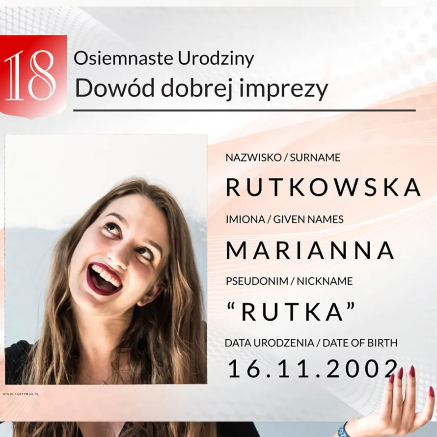 Foto ramka na 18 urodziny DOWÓD DOBREJ IMPREZY