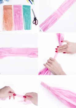 Girlanda frędzle DIY różowo-fioletowa