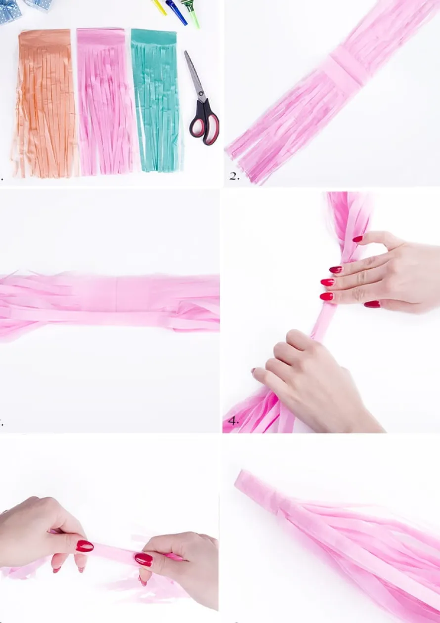 Girlanda frędzle DIY różowo-niebieska