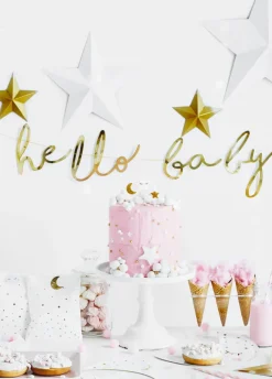 Girlanda HELLO BABY dekoracja baby shower złota