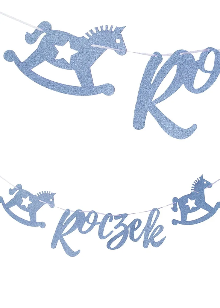 Girlanda na roczek KONIK NA BIEGUNACH niebieska