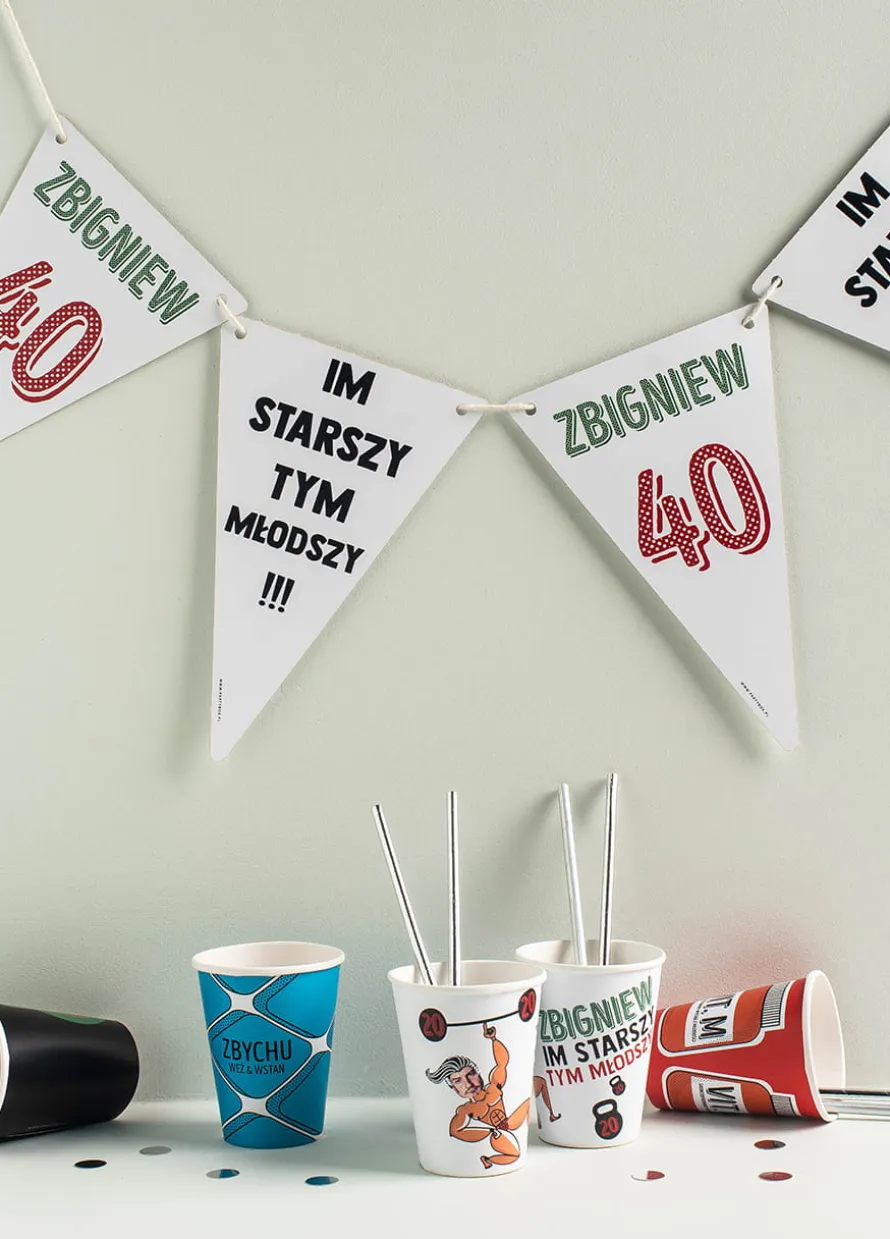 Girlanda urodzinowa personalizowana FLAGI dekoracja na 40 urodziny