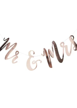 Girlanda z napisem Mr & Mrs dekoracja ślubna rose gold