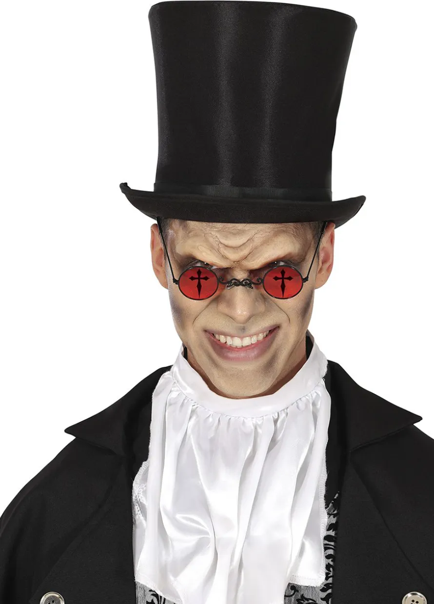 Gotyckie okulary czerwone Z KRZYŻYKAMI