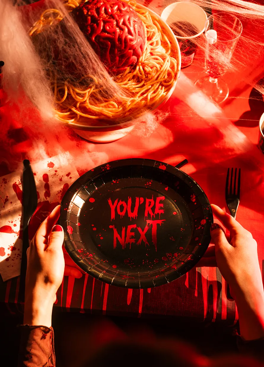 Halloweenowe talerzyki papierowe YOU'RE NEXT