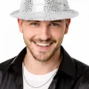 Kapelusz cekinowy srebrny LED
