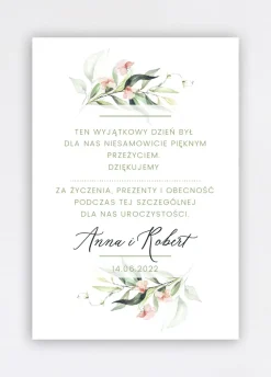 Kartki z podziękowaniami dla gości weselnych ELEGANCKIE