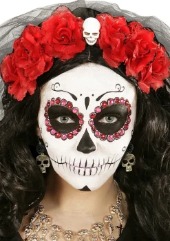Kolczyki czaszki BLACK ROSE do stroju na Halloween