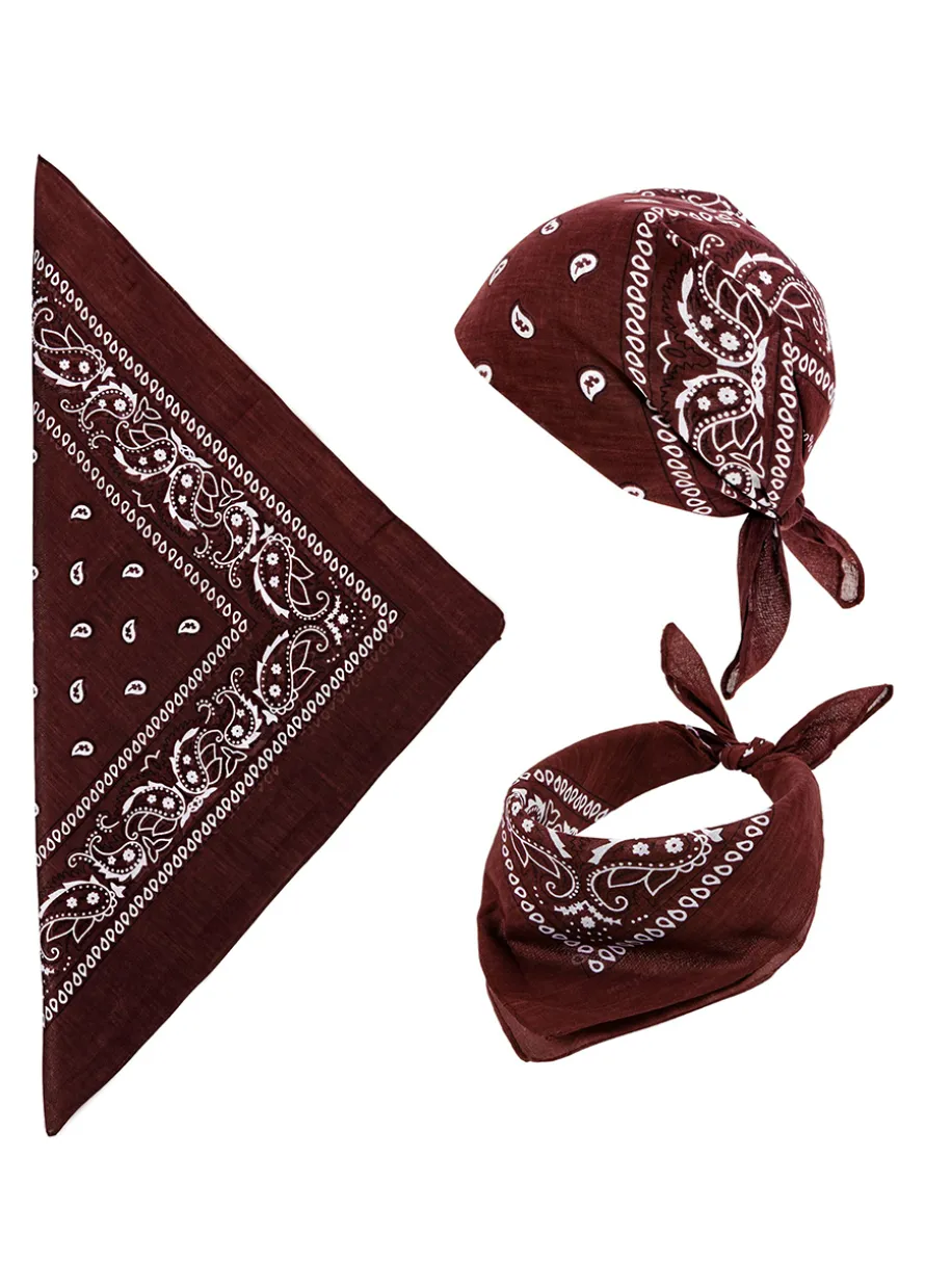Kowbojska BANDANA brązowa 55x55 cm