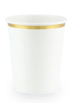 Kubeczki białe z złotym brzegiem 260ml (6szt.)
