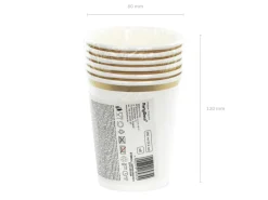 Kubeczki białe z złotym brzegiem 260ml (6szt.)