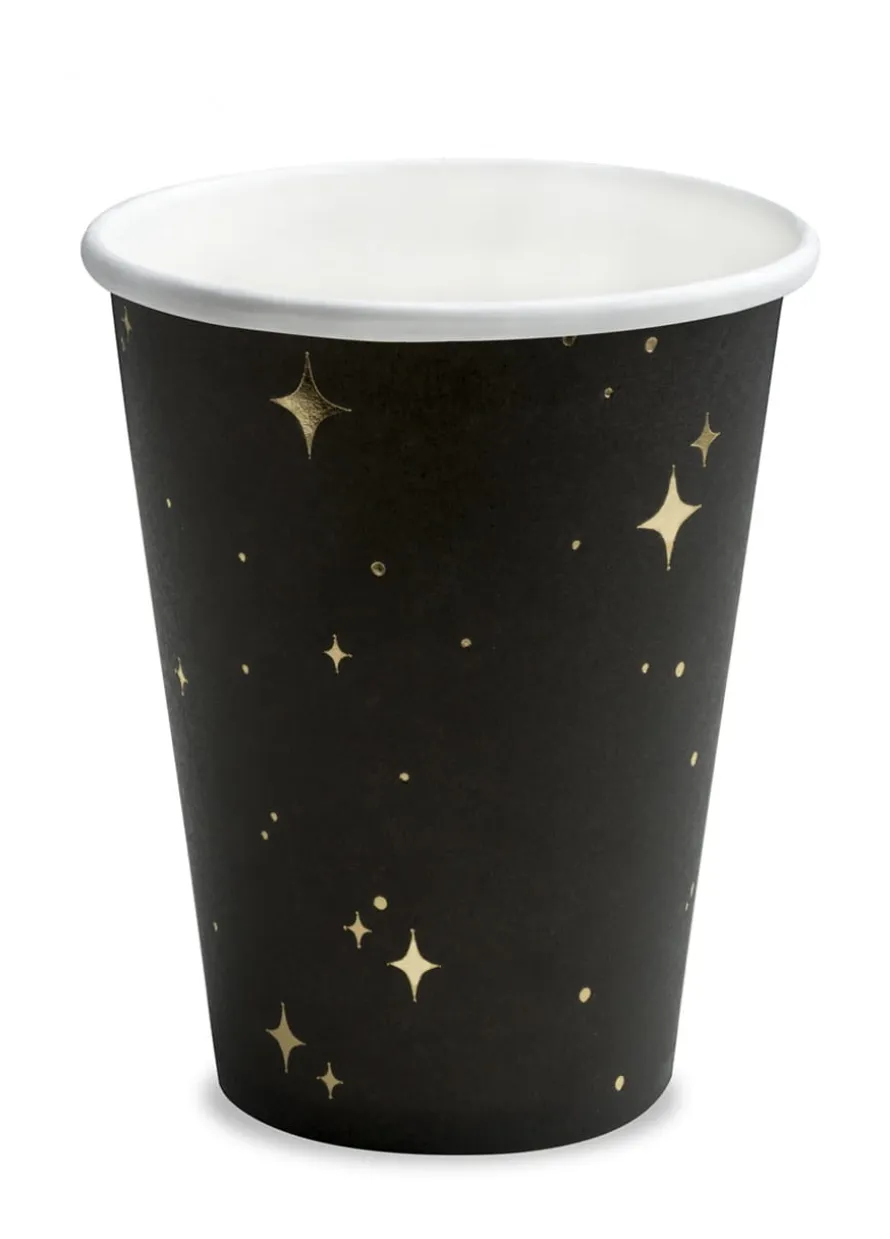 Kubeczki GOLD STAR czarno-złote 260ml (6szt.)