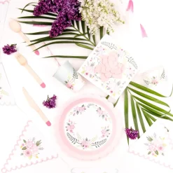 Kubeczki jednorazowe w kwiatki FLORAL (8szt.)