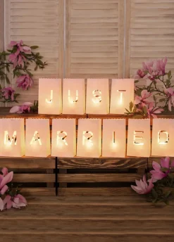 Lampiony na świeczki JUST MARRIED dekoracja sali weselnej (11szt.)