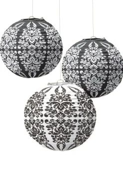 Lampiony papierowe DAMASK dekoracje wiszące (3szt.)