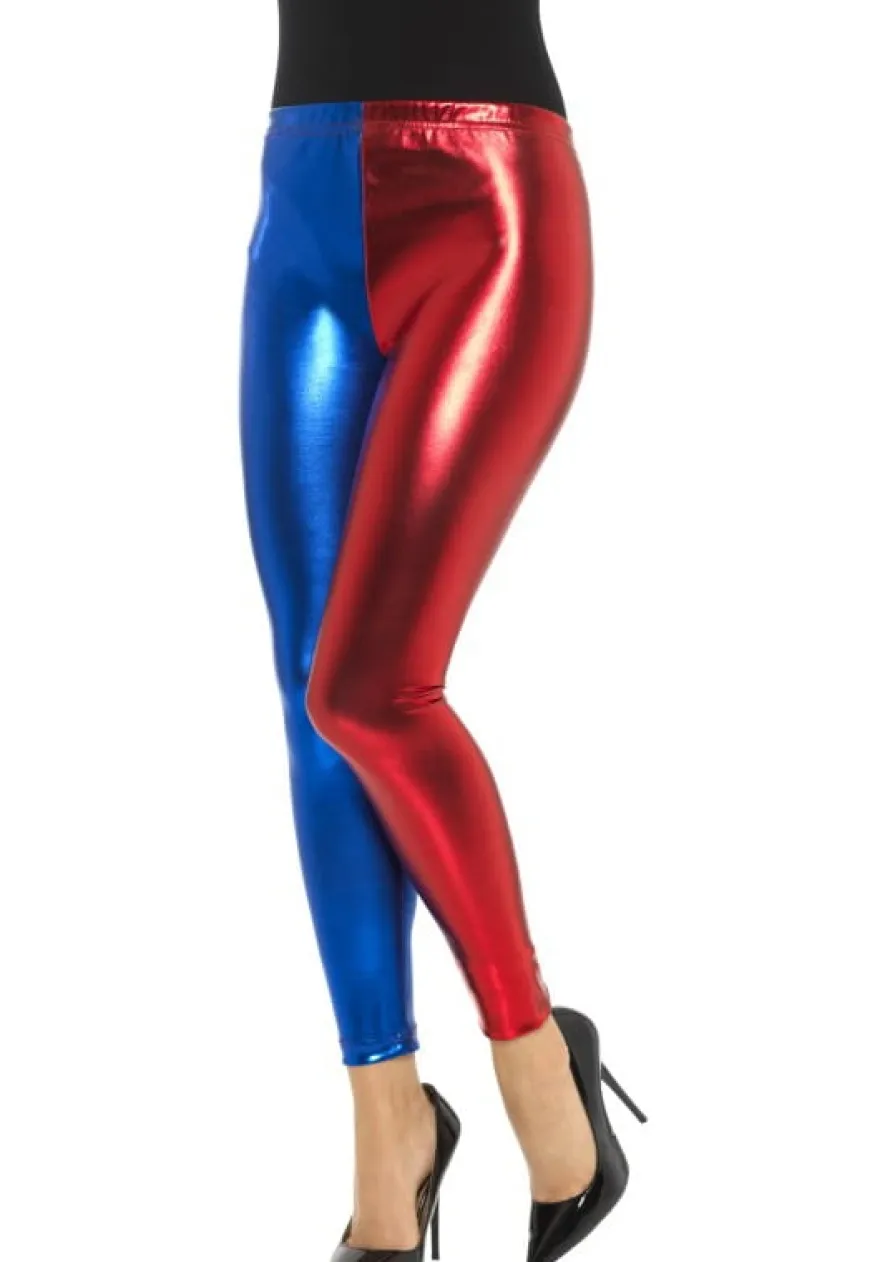 Leginsy HARLEQUIN niebiesko-czerwone
