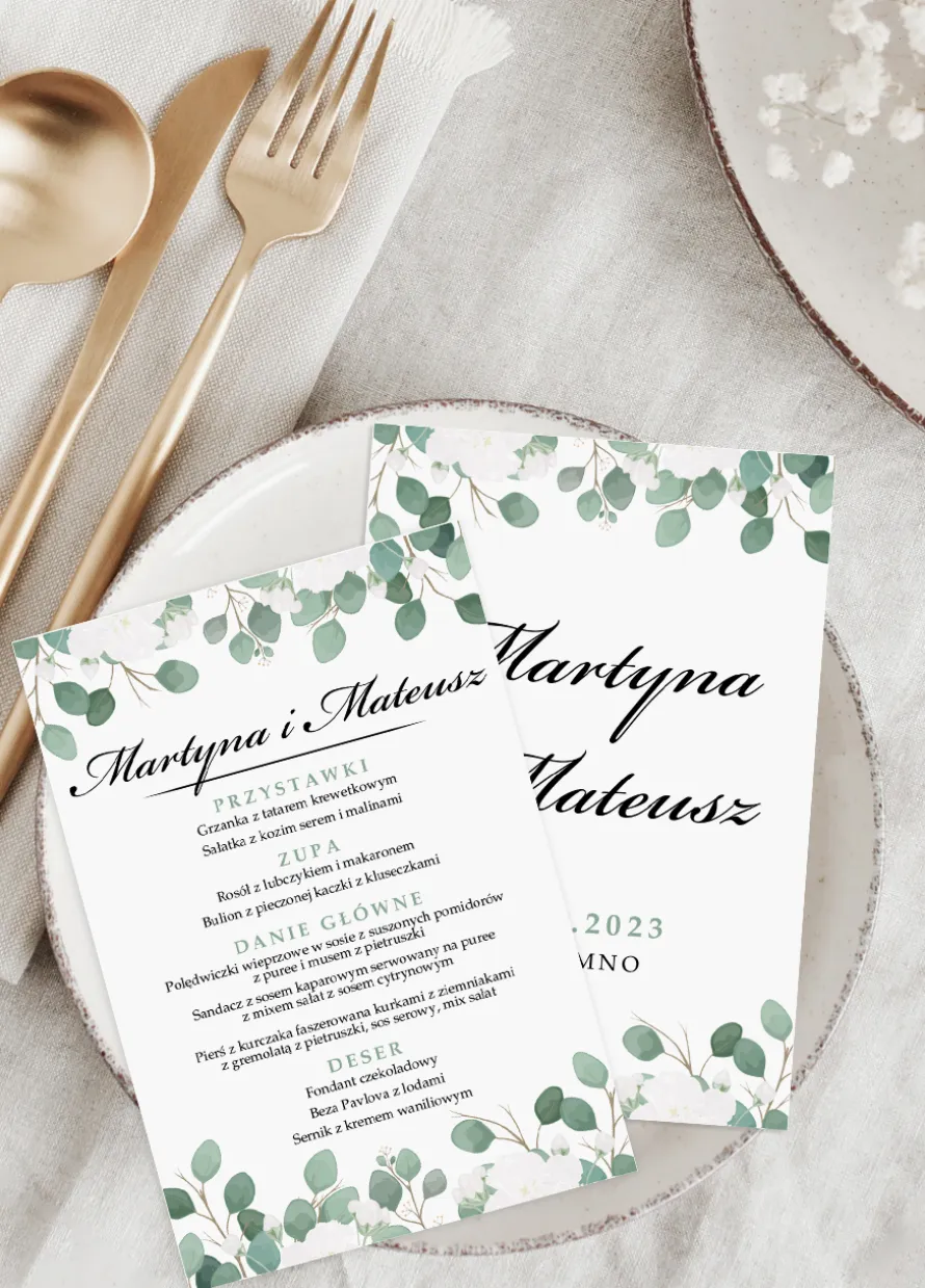 Menu weselne na stoły BOHO