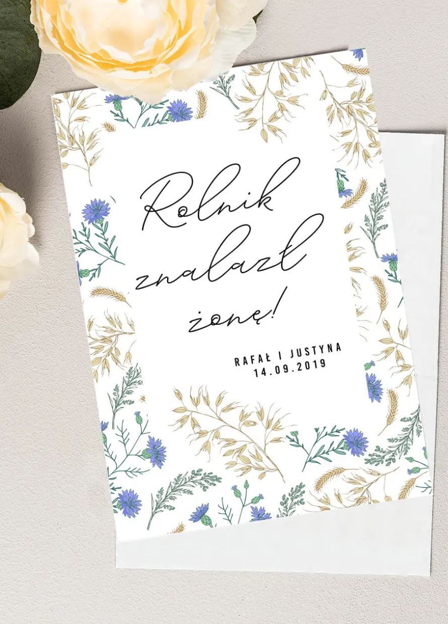 Śmieszne zaproszenia na ślub ROLNIK ZNALAZŁ ŻONĘ zaproszenia z personalizacją