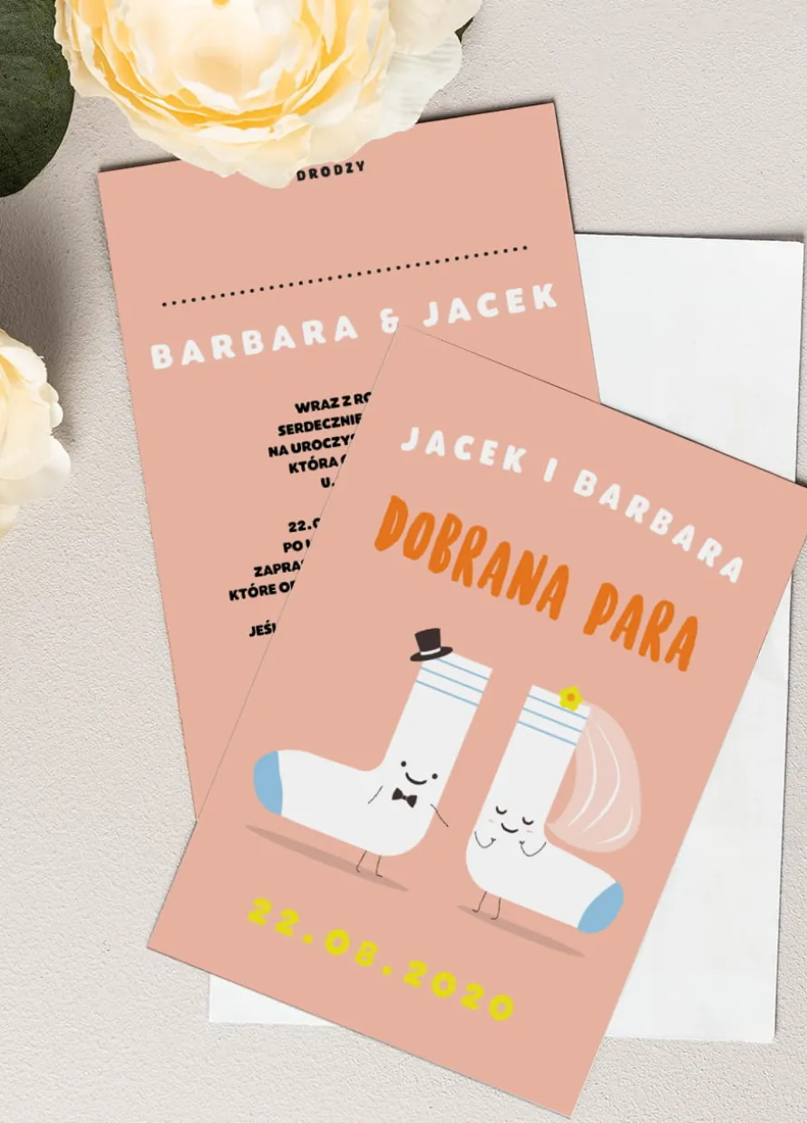 Śmieszne zaproszenie ślubne DOBRANA PARA personalizowane