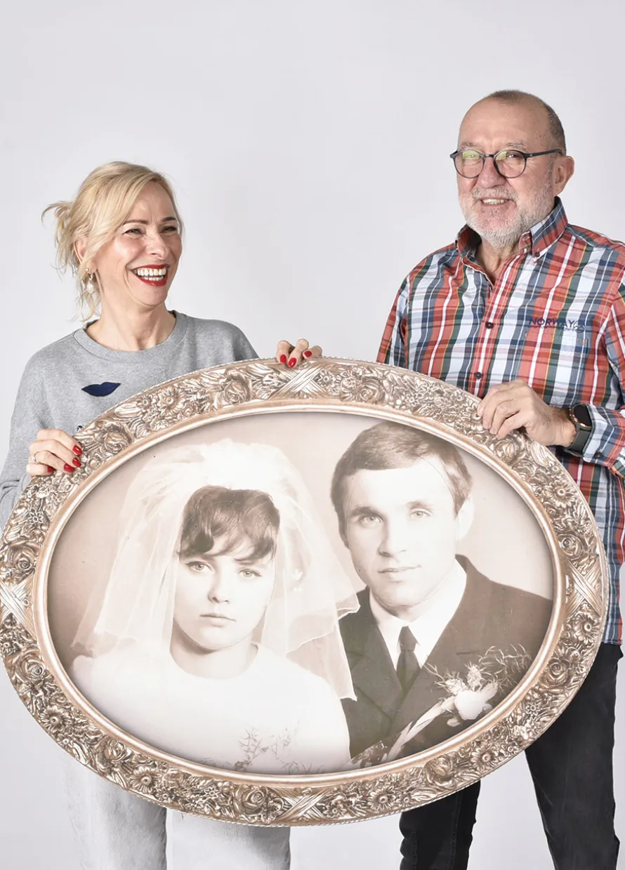 Monidło z otworem na twarz PORTRET ŚLUBNY RETRO