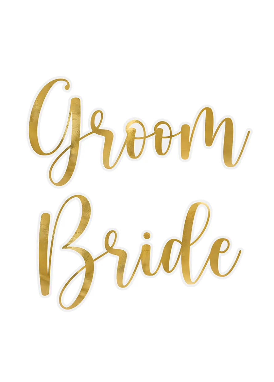 Naklejki na kieliszki ślubne BRIDE&GROOM złote