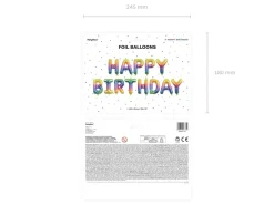 Napis HAPPY BIRTHDAY balony tęczowe