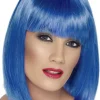 Niebieska peruka GLAM z grzywką
