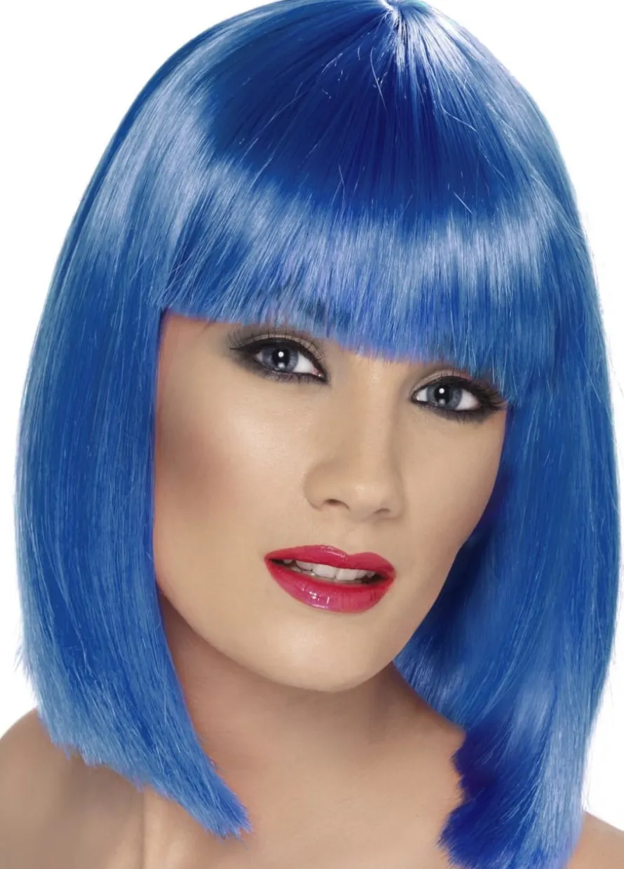 Niebieska peruka GLAM z grzywką