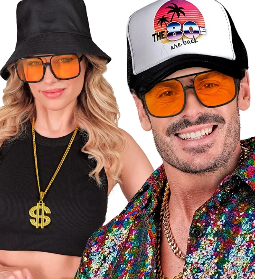 Okulary w stylu lat 90 HIP HOP pomarańczowe