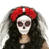 Opaska CZERWONE RÓŻE z welonem Dia de los Muertos