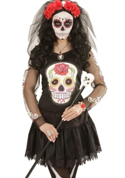 Opaska CZERWONE RÓŻE z welonem Dia de los Muertos