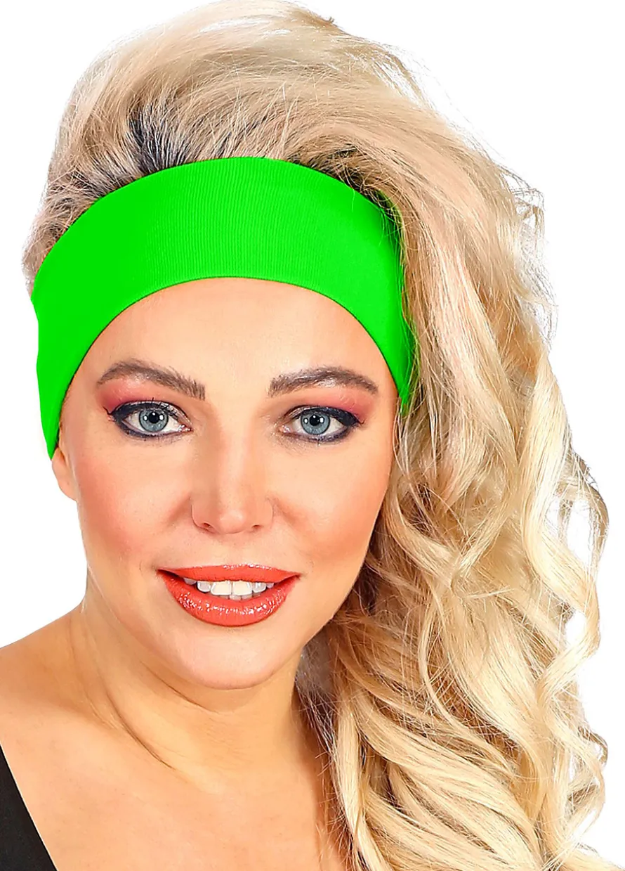Opaska sportowa na głowę zielona NEON PARTY gadżety lata 80