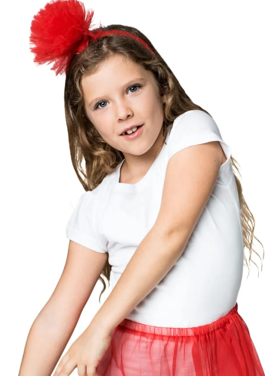 Opaska z tiulem czerwona