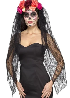 Opaska z welonem na Halloween DAY OF THE DEAD