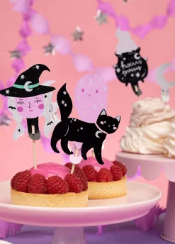 Ozdoby do muffinek na Halloween CZAROWNICA I KOT