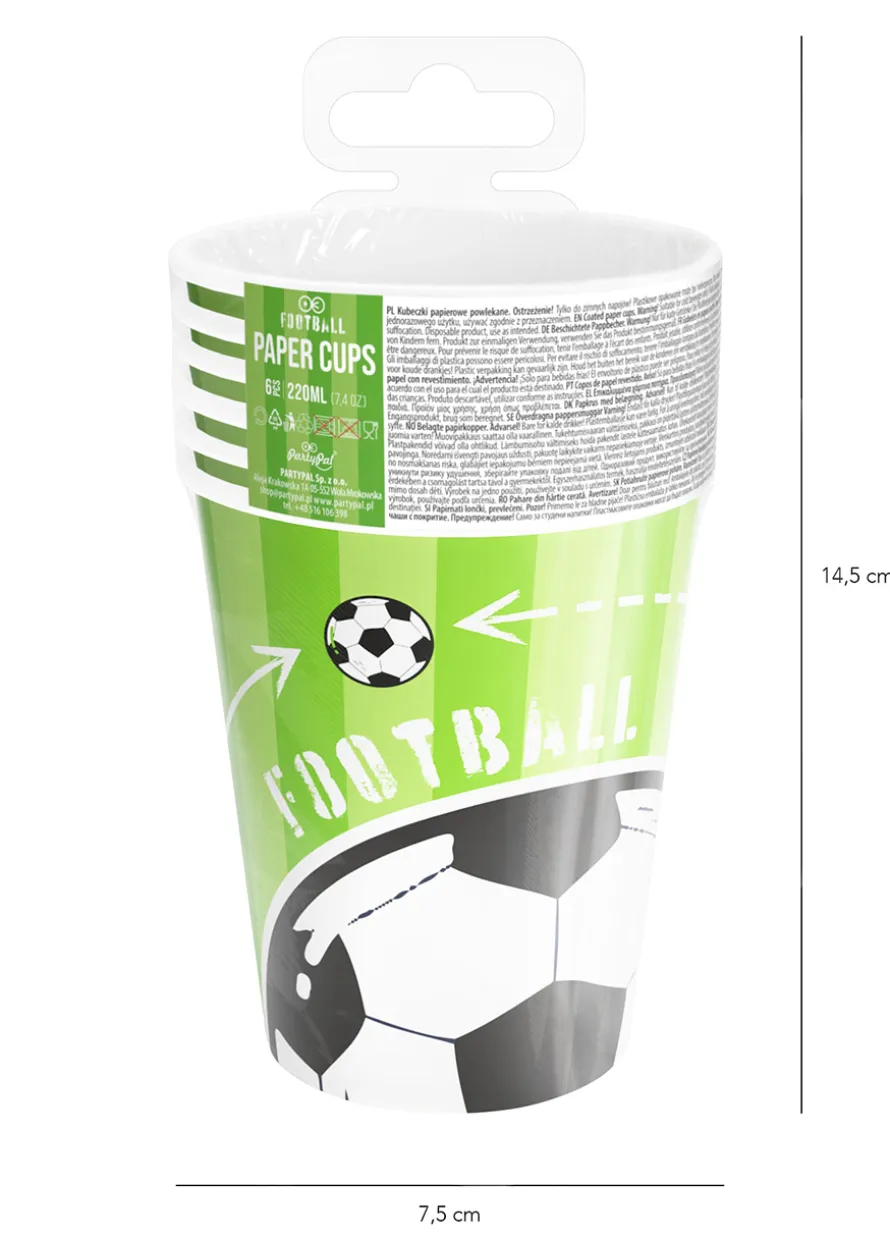 Papierowe kubeczki FOOTBALL 6 szt.