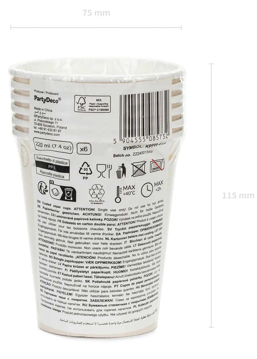 Papierowe kubeczki STRZEMIONA 220 ml (6szt.)