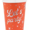Papierowe kubeczki z holograficznym napisem LET'S PARTY 250 ml