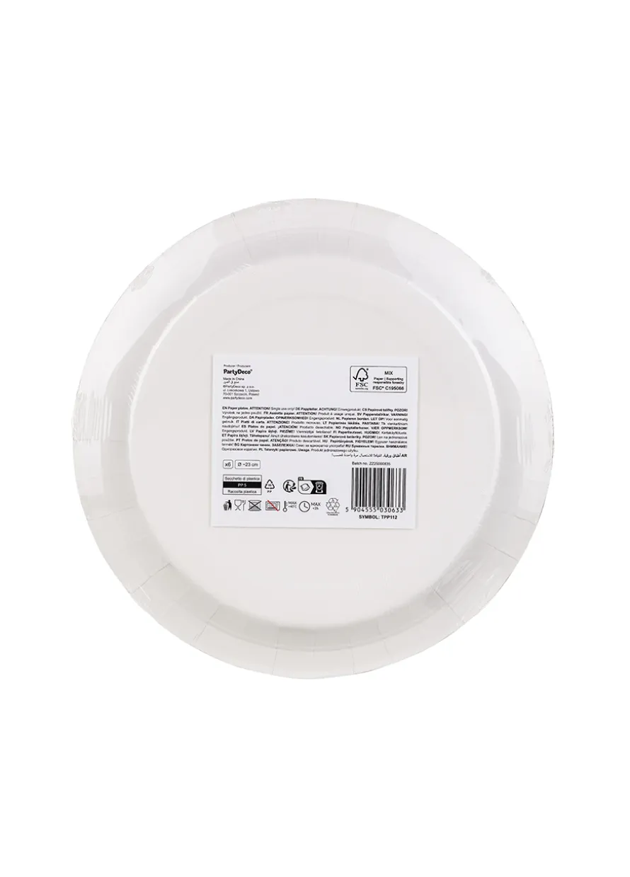 Papierowe talerzyki Z ORNAMENTEM białe 23 cm