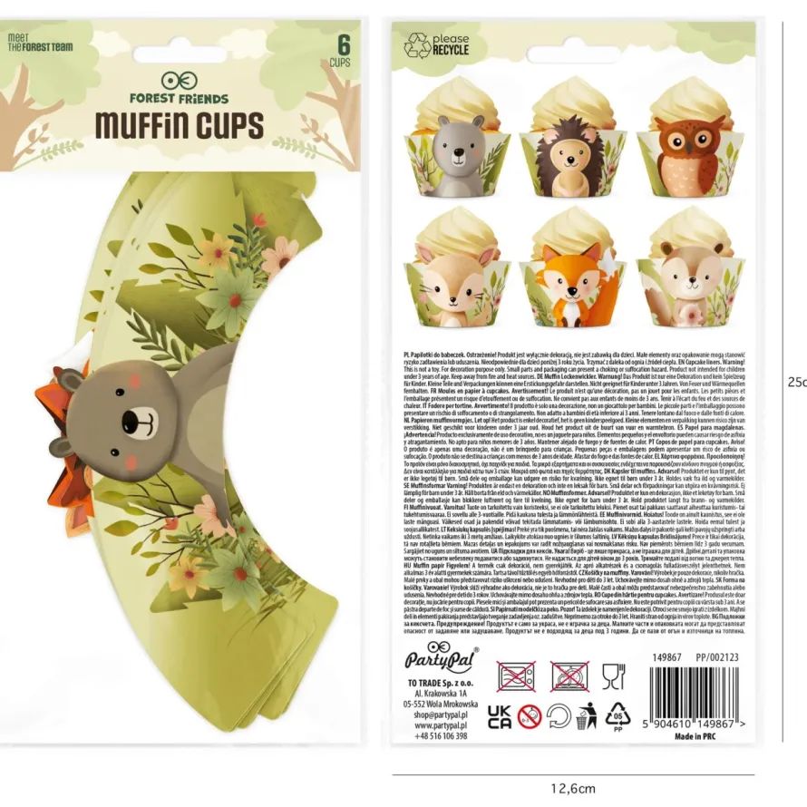 Papilotki do muffinek LEŚNI PRZYJACIELE (6szt.)