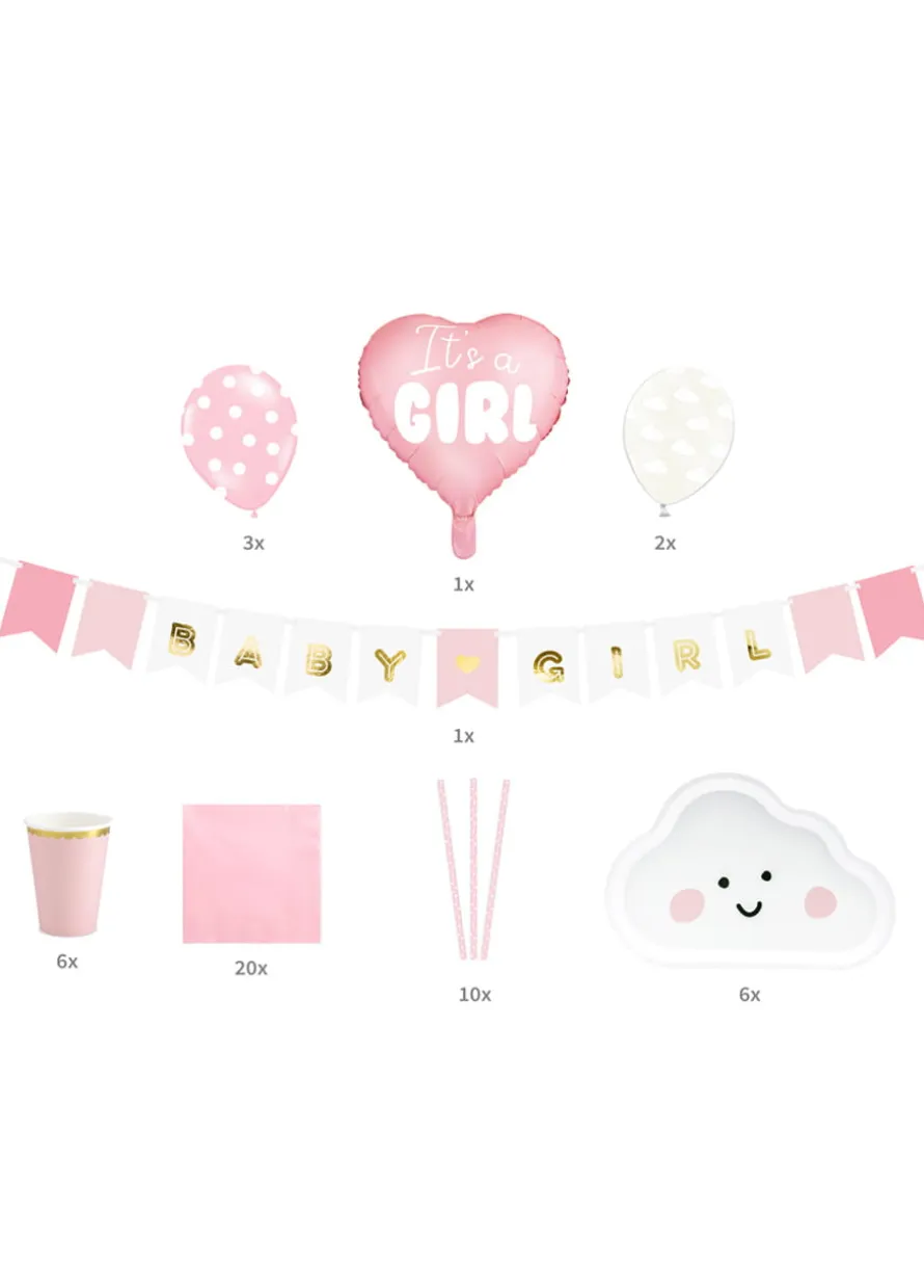 Party box zestaw dekoracji na BABY SHOWER różowy