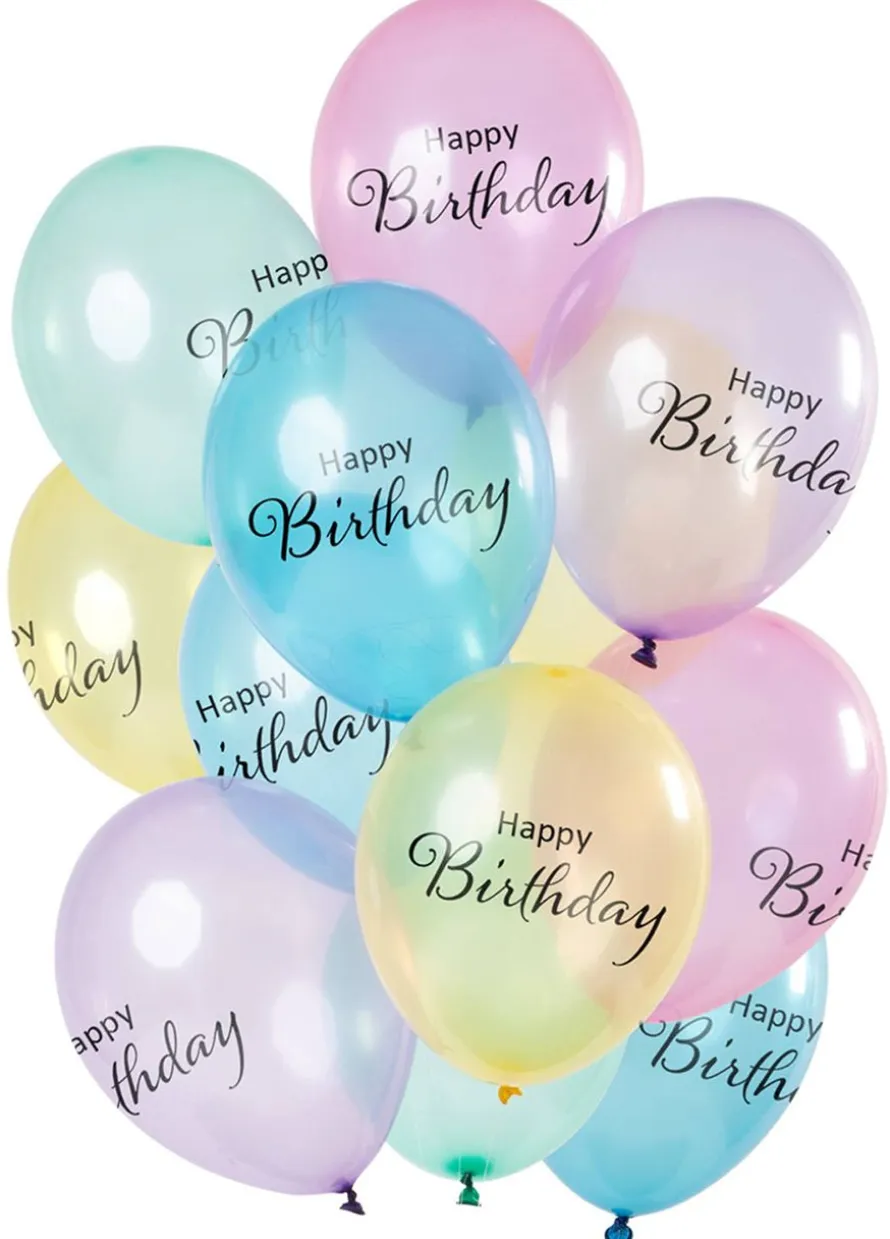 Pastelowe balony HAPPY BIRTHDAY (12 szt.)