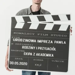 Personalizowana dekoracja urodzinowa KLAPS FILMOWY stand kartonowy