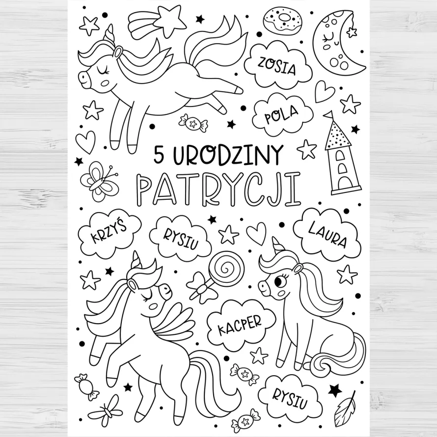 Personalizowana KOLOROWANKA JEDNOROŻCE