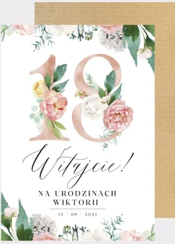 Personalizowana tablica powitalna na 18 urodziny KWIATY
