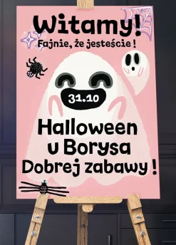 Personalizowana tablica powitalna PSIKUS dekoracja na halloween duszek