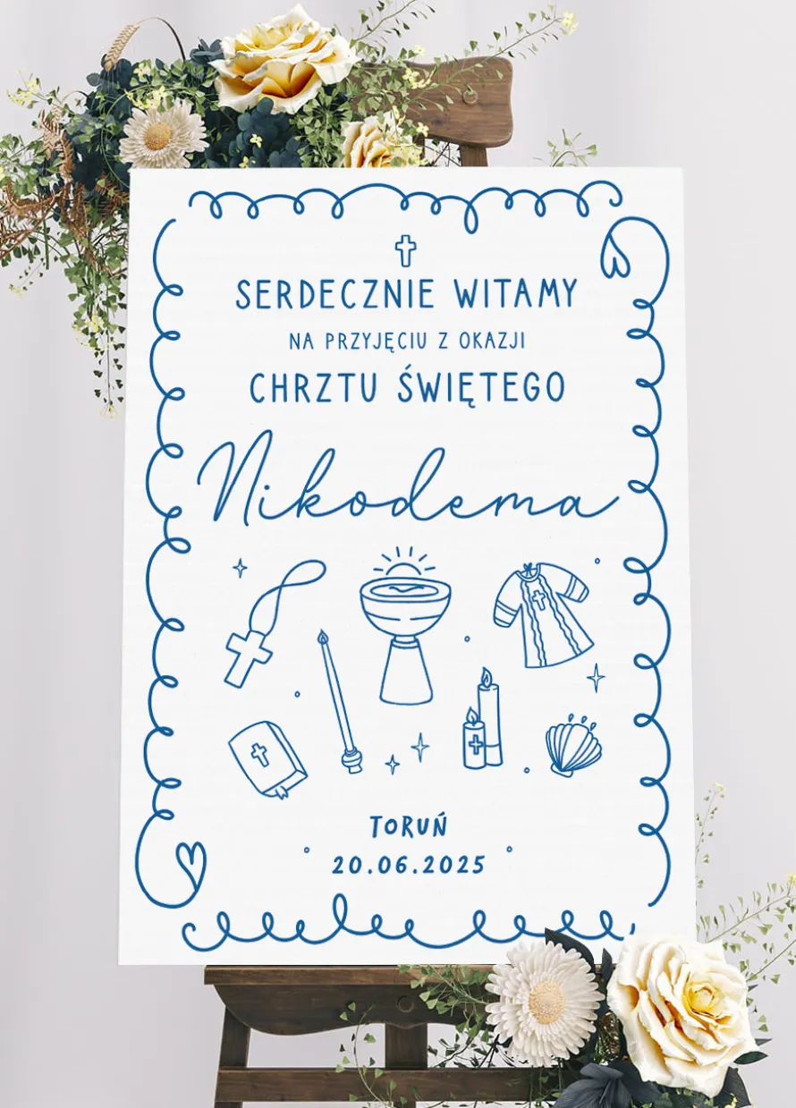 Personalizowana tablica powitalna NA CHRZEST chłopca