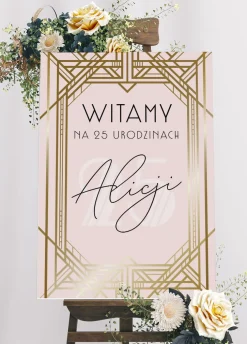 Personalizowana tablica powitalna PINK GLAM dekoracja na urodziny