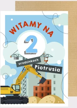 Personalizowana tablica powitalna KOPARKA na urodziny chłopca